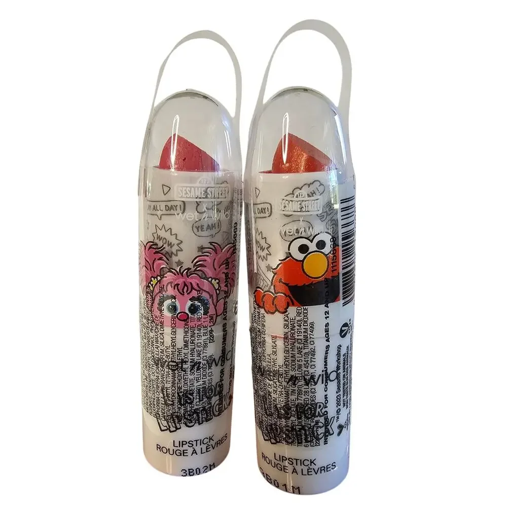 2 WET n WILD Bundle SESAME STREET Limited Edition Makeup LIPSTICK Elmo NEW Lot
